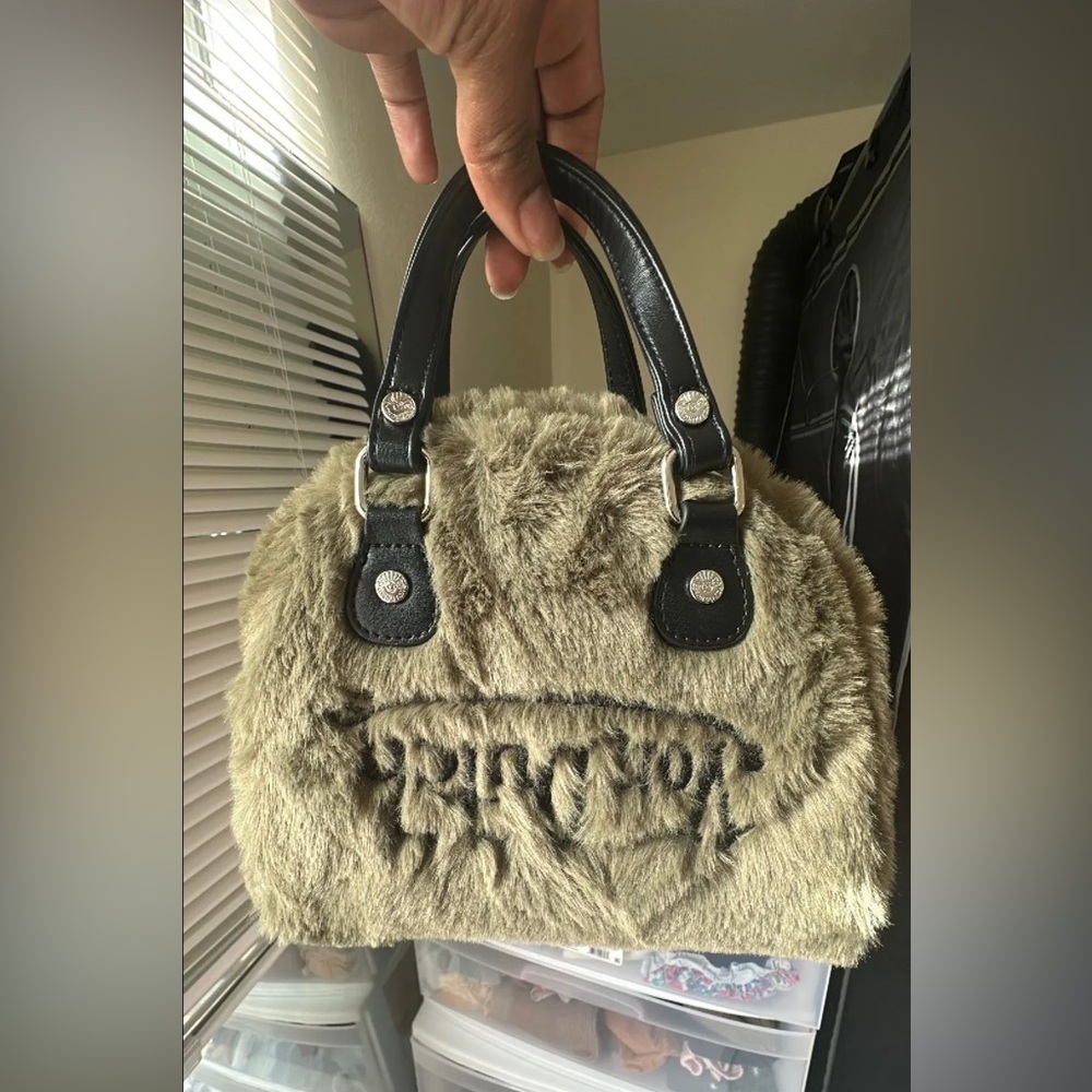 Fuzzy Olive Von Dutch Bowler Bag